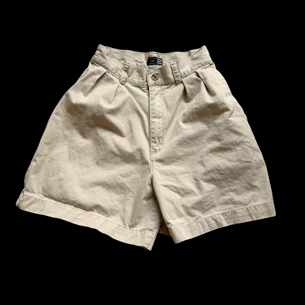 90's Gap Khakis Tan Beige Pleated High Waisted Cotton Shorts Altered 24